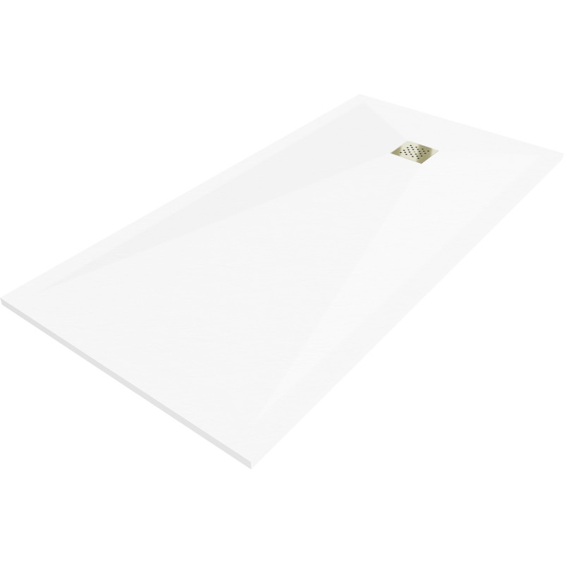 Mexen Stone+ quadratische Duschwanne aus Verbundwerkstoff 180 x 100 cm, weiß, goldene Abdeckung - 44101018-G