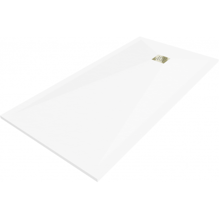 Mexen Stone+ quadratische Komposit-Duschwanne 180 x 100 cm, weiß, goldene Abdeckung - 44101018-G