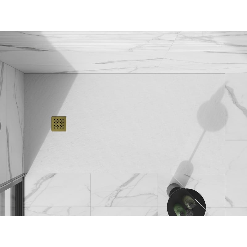Mexen Stone+ quadratische Komposit-Duschwanne 200 x 100 cm, weiß, goldene Abdeckung - 44101020-G