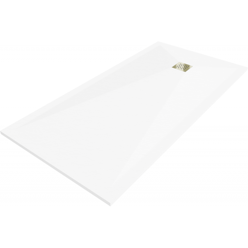 Mexen Stone+ quadratische Komposit-Duschwanne 200 x 100 cm, weiß, goldene Abdeckung - 44101020-G