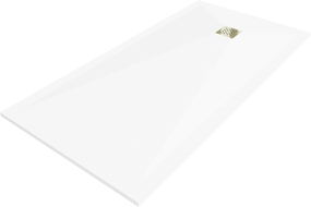 Mexen Stone+ quadratische Komposit-Duschwanne 200 x 100 cm, weiß, goldene Abdeckung - 44101020-G