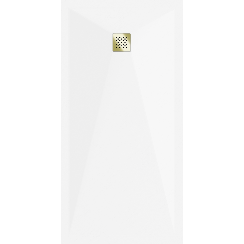 Mexen Stone+ quadratische Komposit-Duschwanne 200 x 100 cm, weiß, goldene Abdeckung - 44101020-G