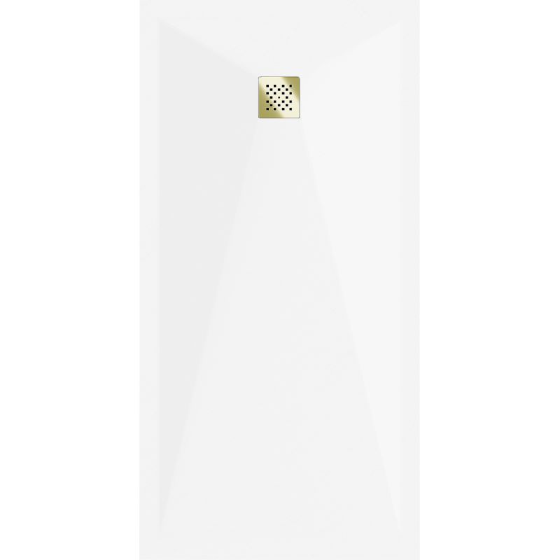 Mexen Stone+ rechteckige Verbund-Duschwanne 180 x 90 cm, weiß, goldene Abdeckung - 44109018-G