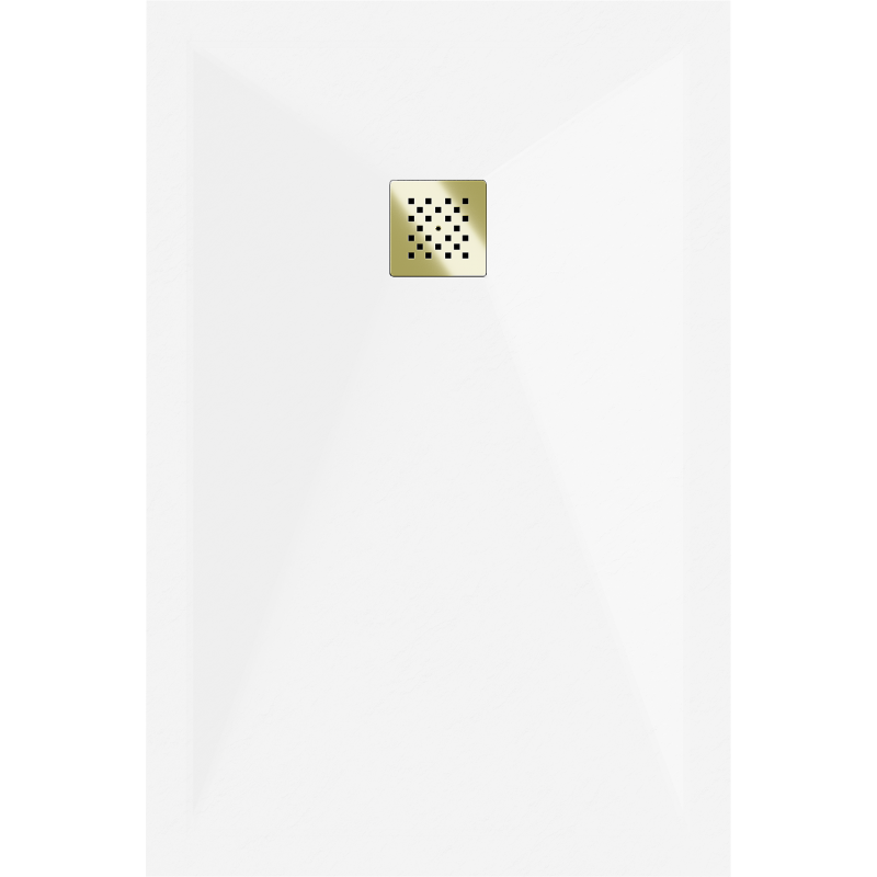 Mexen Stone+ rechteckige Komposit-Duschwanne 140 x 70 cm, weiß, goldene Abdeckung - 44107014-G