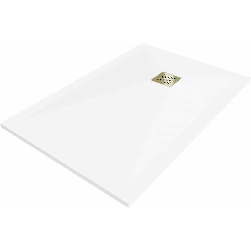 Mexen Stone+ rechteckige Komposit-Duschtasse 110 x 80 cm, weiß, goldene Abdeckung - 44108011-G