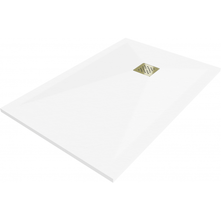 Mexen Stone+ rechteckige Komposit-Duschtasse 110 x 80 cm, weiß, goldene Abdeckung - 44108011-G