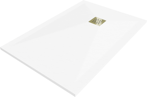 Mexen Stone+ Duschwanne aus Verbundwerkstoff rechteckig 120 x 70 cm, weiß, goldene Abdeckung - 44107012-G