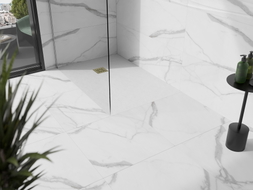 Mexen Stone+ rechteckige Komposit-Duschwanne 80 x 70 cm, weiß, goldene Abdeckung - 44107080-G