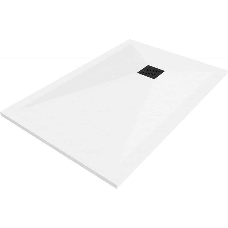 Mexen Stone+ rechteckige Duschwanne aus Komposit 100 x 90 cm, weiß, schwarze Abdeckung - 44109010-B