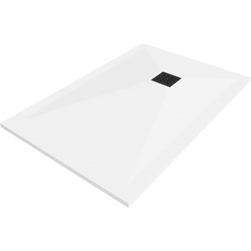 Mexen Stone+ rechteckige Duschwanne 140 x 90 cm, weiß, schwarze Abdeckung - 44109014-B