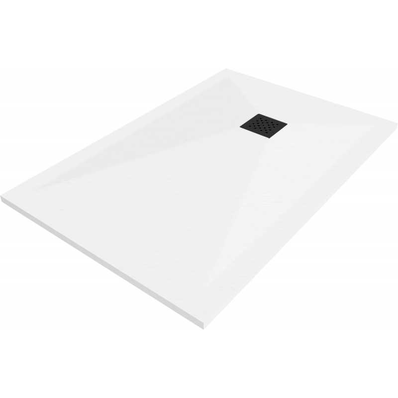 Mexen Stone+ rechteckige Komposit-Duschwanne 90 x 70 cm, weiß, schwarze Abdeckung - 44107090-B