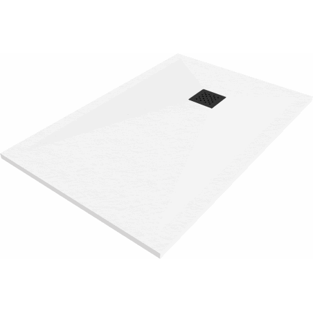 Mexen Stone+ Rechteckige Komposit-Duschwanne 90 x 80 cm, weiß, schwarze Abdeckung - 44108090-B