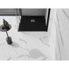 Mexen Stone+ quadratische Komposit-Duschwanne 100 x 100 cm, schwarz, goldene Abdeckung - 44701010-G