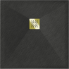 Mexen Stone+ quadratische Duschwanne aus Verbundwerkstoff 70 x 70 cm, schwarz, goldene Abdeckung - 44707070-G