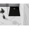 Mexen Stone+ rechteckige Komposit-Duschwanne 120 x 80 cm, schwarz, goldene Abdeckung - 44708012-G