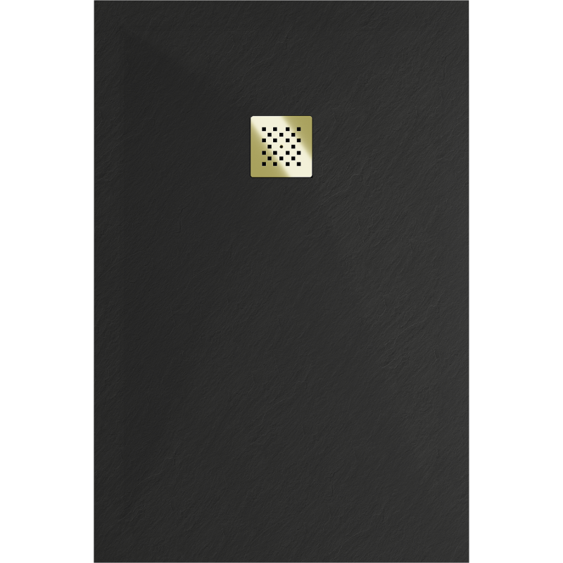 Mexen Stone+ rechteckige Verbund-Duschwanne 100 x 90 cm, schwarz, goldene Abdeckung - 44709010-G
