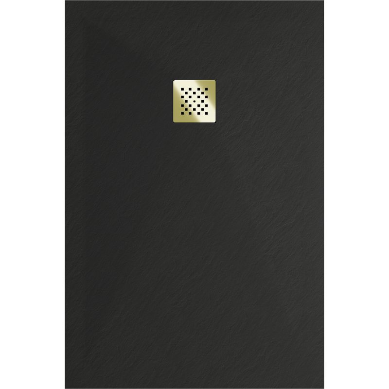 Mexen Stone+ rechteckige Komposit-Duschwanne 120 x 90 cm, schwarz, goldene Abdeckung - 44709012-G