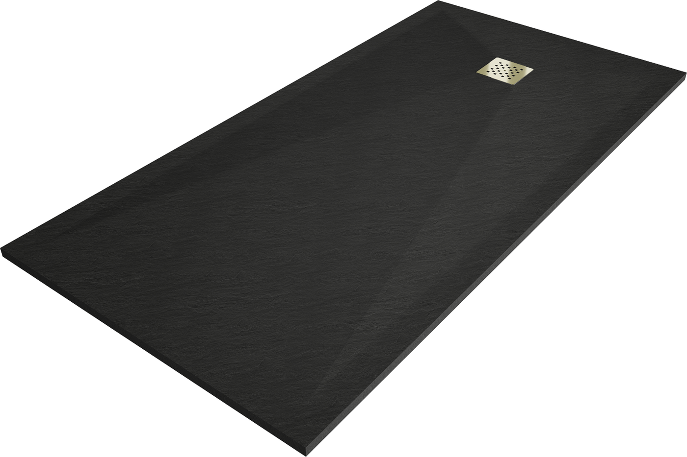 Mexen Stone+ rechteckige Verbundduschtasse 180 x 80 cm, schwarz, Abdeckplatte gold - 44708018-G