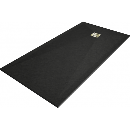 Mexen Stone+ rechteckige Verbundduschtasse 200 x 90 cm, schwarz, Abdeckung gold - 44709020-G