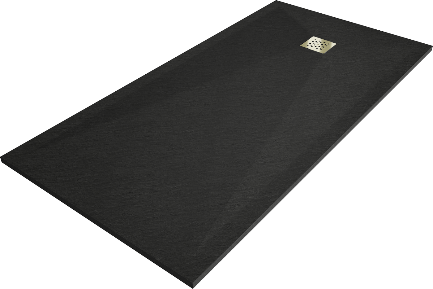 Mexen Stone+ rechteckige Verbundduschtasse 180 x 90 cm, schwarz, Abdeckung in Gold - 44709018-G