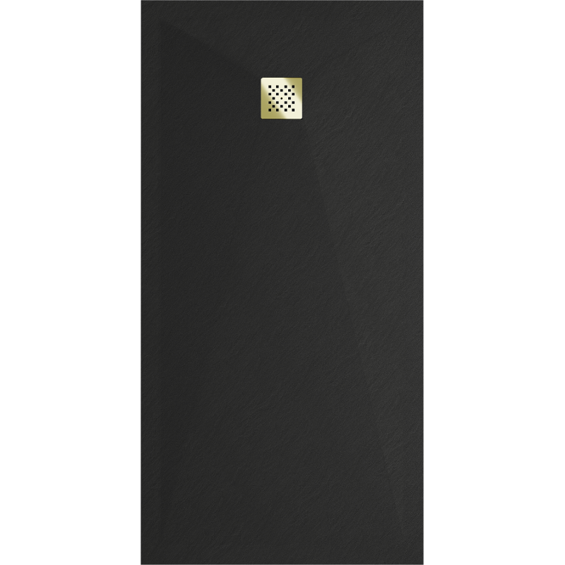 Mexen Stone+ rechteckige Komposit-Duschwanne 180 x 100 cm, schwarz, goldene Abdeckung - 44701018-G