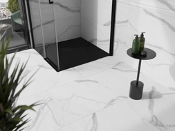 Mexen Stone+ quadratische Duschwanne aus Verbundstoff 90 x 90 cm, schwarz, schwarze Abdeckung - 44709090-B
