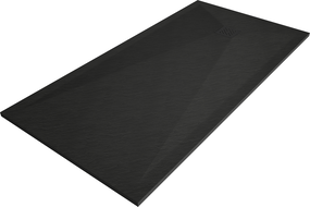 Mexen Stone+ rechteckige Duschwanne aus Verbundwerkstoff 160 x 100 cm, schwarz, schwarze Abdeckung - 44701016-B