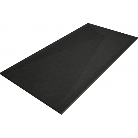 Mexen Stone+ rechteckige Verbund-Duschwanne 180 x 100 cm, schwarz, schwarze Abdeckung - 44701018-B