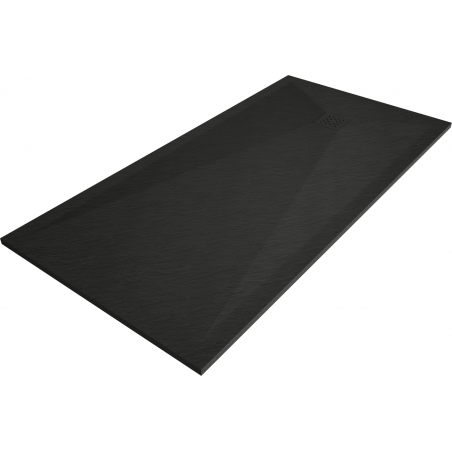 Mexen Stone+ rechteckige Duschwanne 160 x 80 cm, schwarz, schwarze Abdeckung - 44708016-B