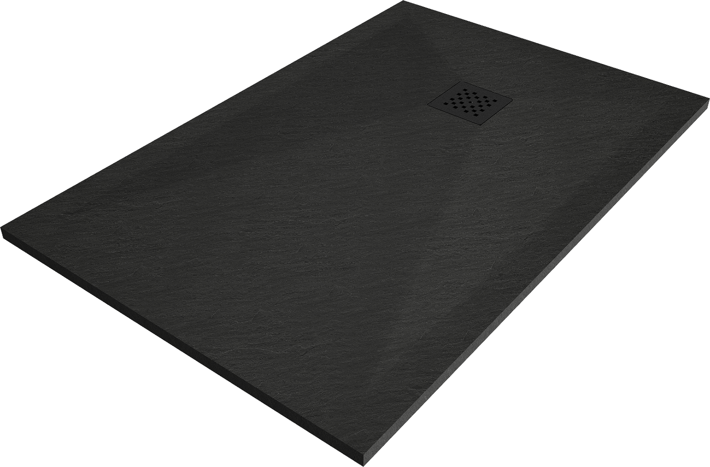 Mexen Stone+ rechteckige Komposit-Duschwanne 130 x 80 cm, schwarz, schwarze Abdeckung - 44708013-B