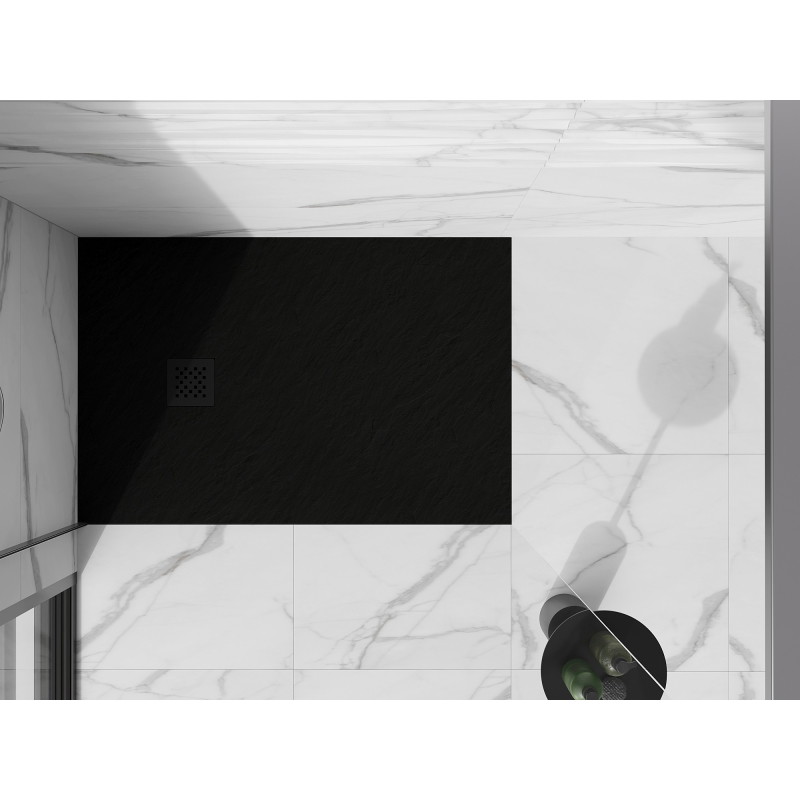 Mexen Stone+ Rechteckige Duschwanne aus Verbundwerkstoff 100 x 80 cm, schwarz, schwarze Abdeckung - 44708010-B