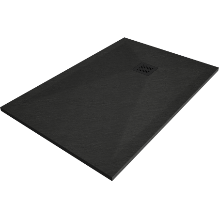 Mexen Stone+ rechteckige Komposit-Duschwanne 120 x 80 cm, schwarz, Abdeckung schwarz - 44708012-B