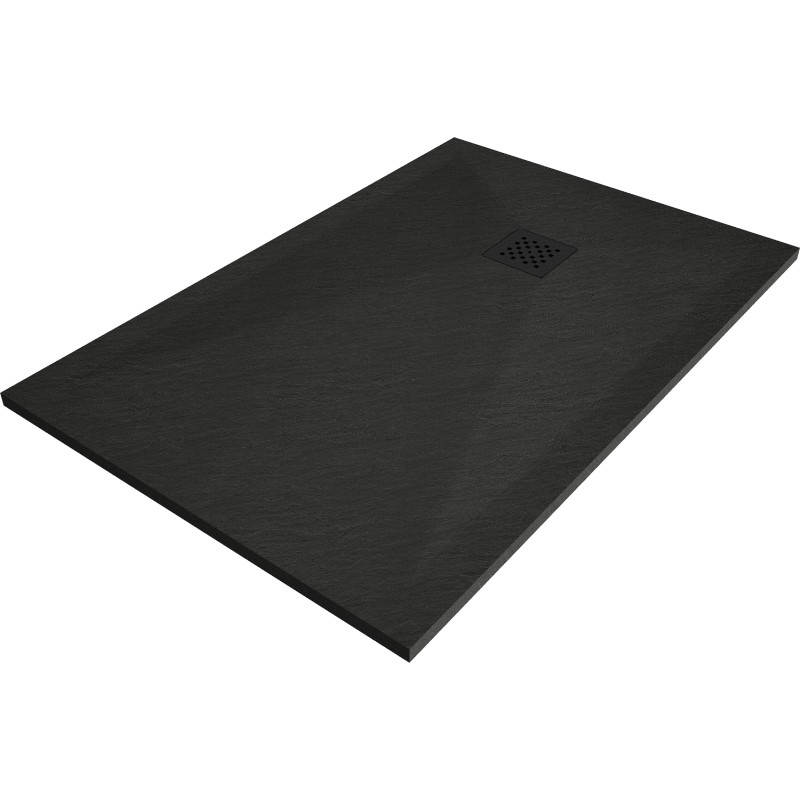 Mexen Stone+ rechteckige Duschwanne aus Verbundwerkstoff 80 x 70 cm, schwarz, schwarze Abdeckung - 44707080-B