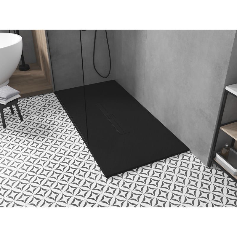 Mexen Toro rechteckige Duschwanne SMC 170 x 90 cm, schwarz, schwarze Abdeckung - 43709017-B