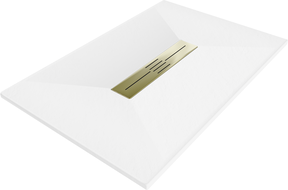 Mexen Toro rechteckige Duschwanne SMC 140 x 70 cm, weiß, Abdeckung gold - 43107014-G