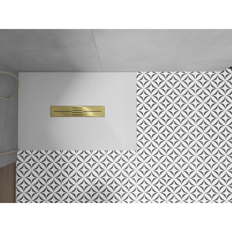Mexen Toro rechteckige Duschwanne SMC 140 x 70 cm, weiß, Abdeckung gold - 43107014-G