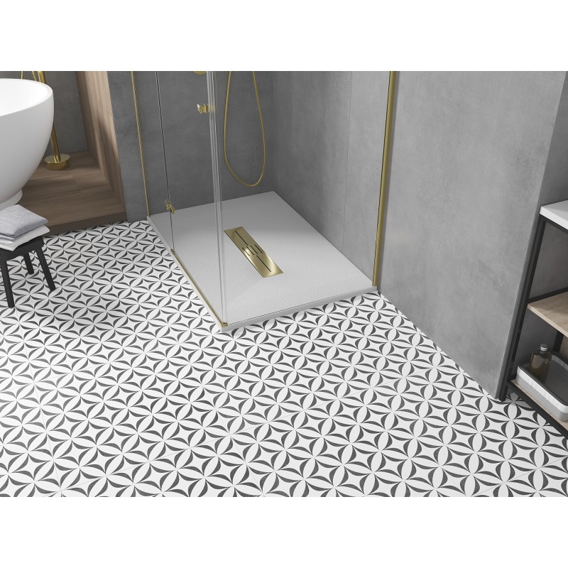 Mexen Toro rechteckige Duschwanne SMC 140 x 70 cm, weiß, Abdeckung gold - 43107014-G
