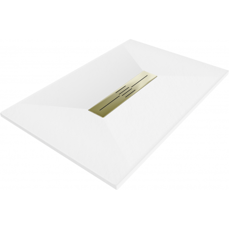 Mexen Toro rechteckige Duschwanne SMC 100 x 80 cm, weiß, Abdeckung Gold - 43108010-G
