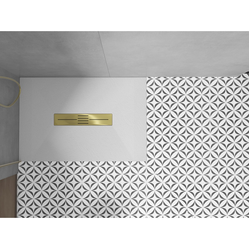 Mexen Toro Rechteckige SMC-Duschtasse 100 x 80 cm, weiß, Abdeckung in Gold - 43108010-G