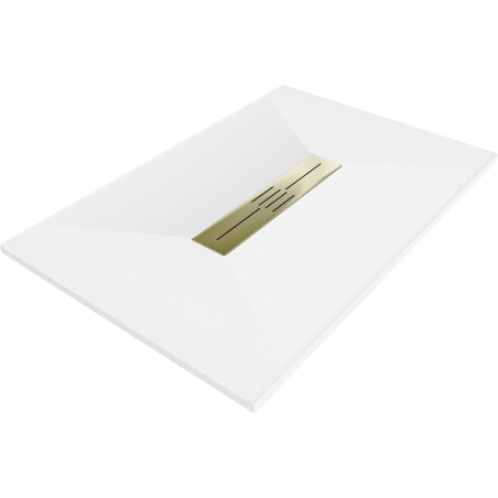 Mexen Toro rechteckige Duschwanne SMC 110 x 80 cm, weiß, goldene Abdeckung - 43108011-G