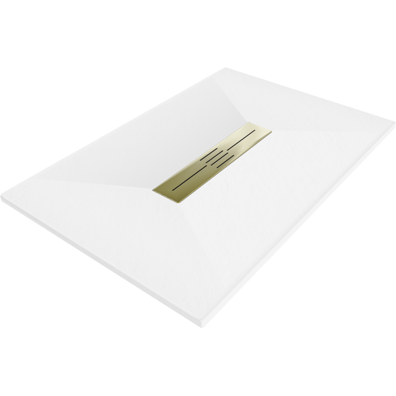Mexen Toro rechteckige Duschwanne SMC 130 x 80 cm, weiß, Abdeckung gold - 43108013-G