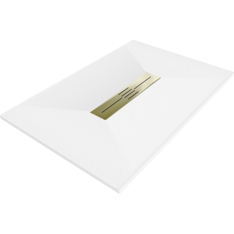 Mexen Toro Rechteckige SMC-Duschwanne 130 x 80 cm, weiß, goldene Abdeckung - 43108013-G