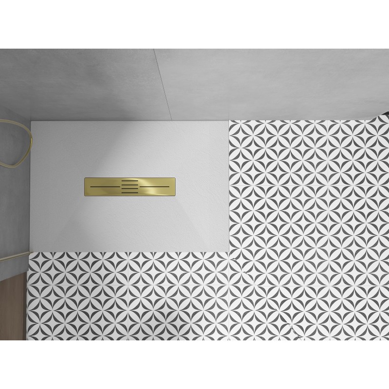 Mexen Toro rechteckige SMC-Duschtasse 120 x 80 cm, weiß, goldene Abdeckung - 43108012-G