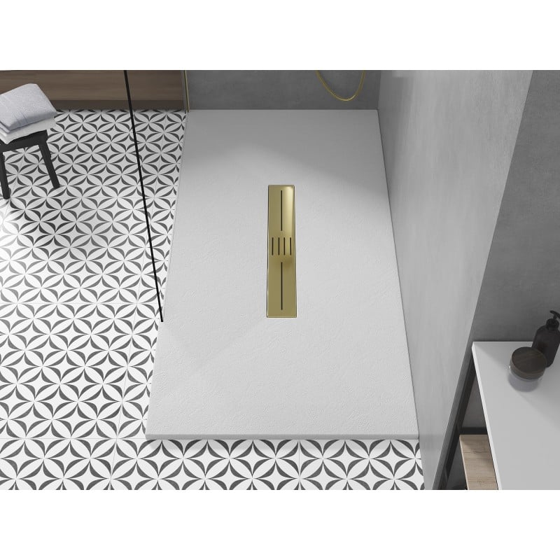 Mexen Toro rechteckige Duschwanne SMC 160 x 70 cm, weiß, goldene Abdeckung - 43107016-G