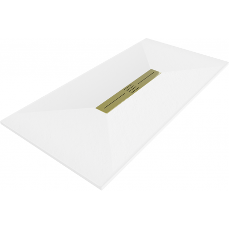 Mexen Toro rechteckige Duschwanne SMC 150 x 80 cm, weiß, goldene Abdeckung - 43108015-G