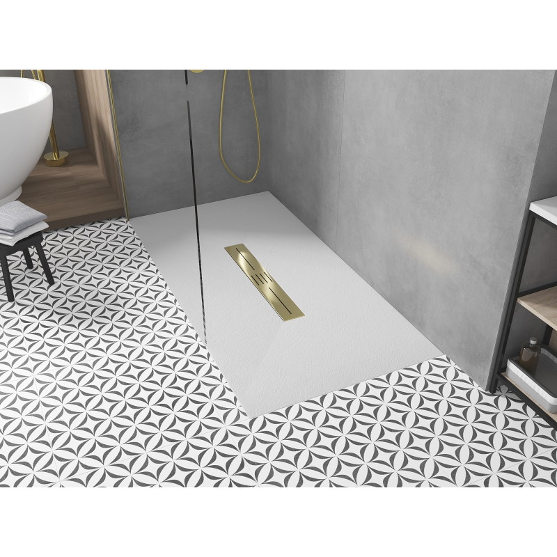 Mexen Toro Rechteckige SMC-Duschwanne 160 x 80 cm, weiß, goldene Abdeckung - 43108016-G