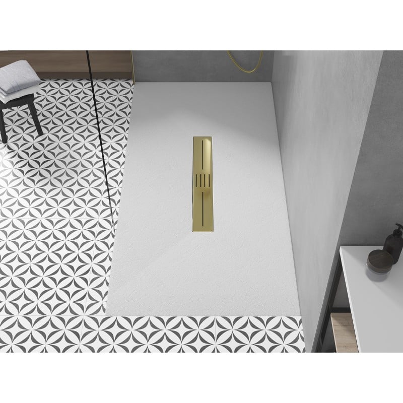 Mexen Toro rechteckige Duschwanne SMC 170 x 80 cm, weiß, Abdeckung gold - 43108017-G