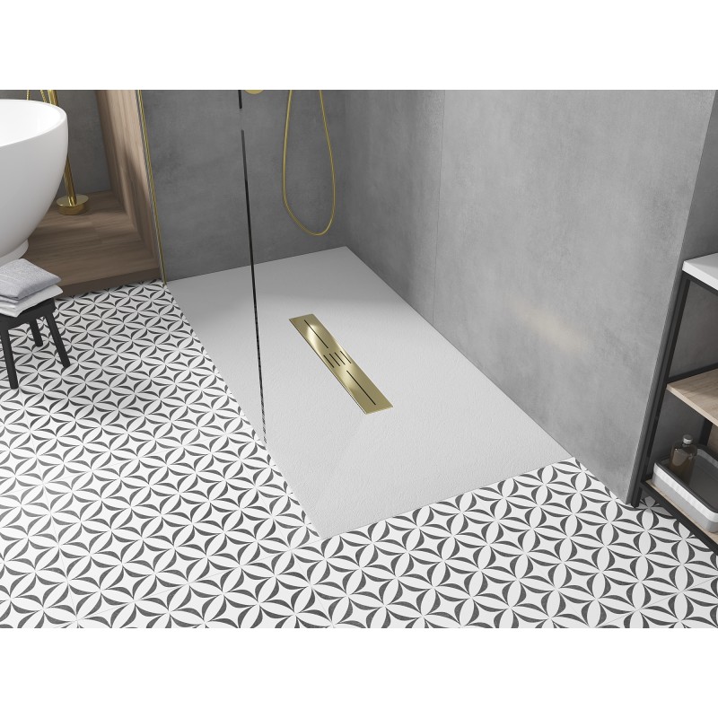 Mexen Toro rechteckige Duschwanne SMC 200 x 80 cm, weiß, goldene Abdeckung - 43108020-G
