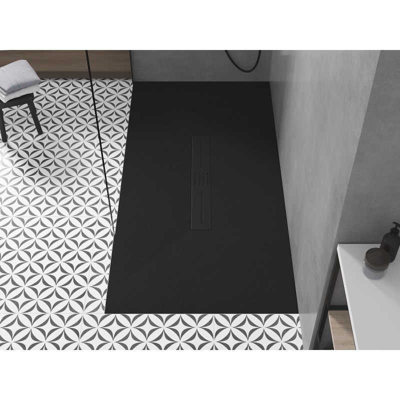 Mexen Toro rechteckige Duschwanne SMC 170 x 80 cm, schwarz, schwarze Abdeckung - 43708017-B