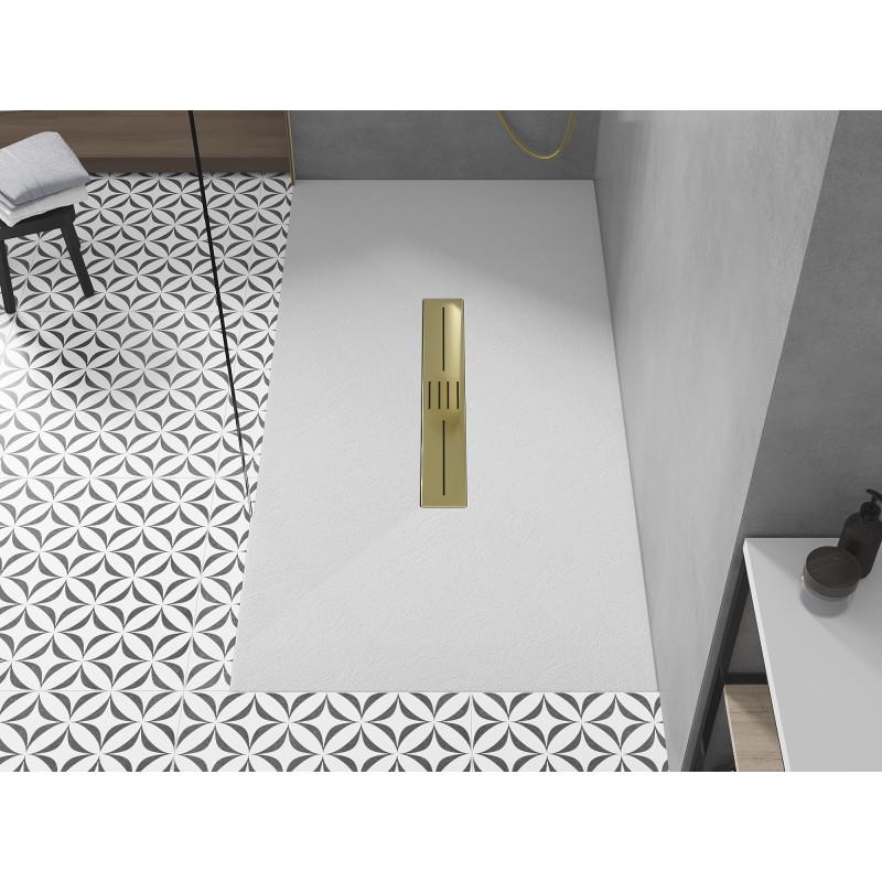 Mexen Toro rechteckige Duschwanne SMC 170 x 90 cm, weiß, goldene Abdeckung - 43109017-G